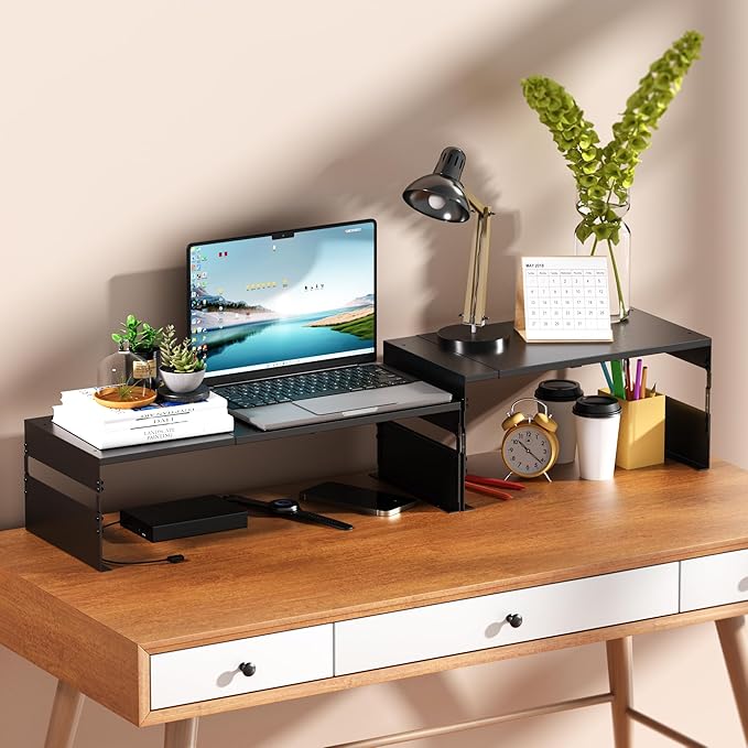 Adjustable Metal Bedside Shelf – Stackable Shelf for Bedroom, Living Room, Office, Space-Saving Storage Organizer, Easy Assembly，Sleek Matches Any Decor(1PACK/Black)