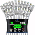 Maximm Cat 6 Ethernet Cable 7 ft (20-Pack) - High-Speed LAN Cable, Internet Cable, Patch Cable, and Network Cable - UTP, 10Gbps, 550MHz Ethernet Cord - Gray