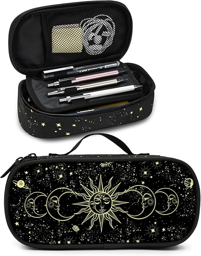 Moon Sun Pencil Case Pencil Pouch Large Capacity Pen Bag School Office Organizer Stationery Storage Box For Girls Boys Teen Kids