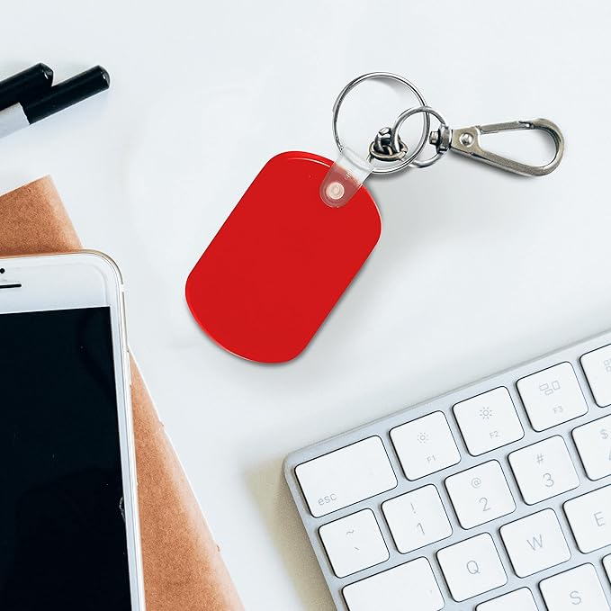 DISCOUNT PROMOS Tag Soft Plastic Keychains - 10 pack - Small Key Tag Chain For Staying Organized - Rubber Key Ring Keychain – Red