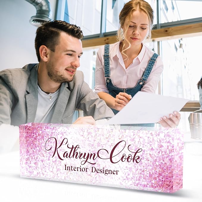 Name Plate for Desk-Personalized Name Plates for Desk-Name Plate Personalized for Office-Gifts for Teacher Boss Employee Appreciation Office Desk Decor (pink diamond), MYDZBJMT1009