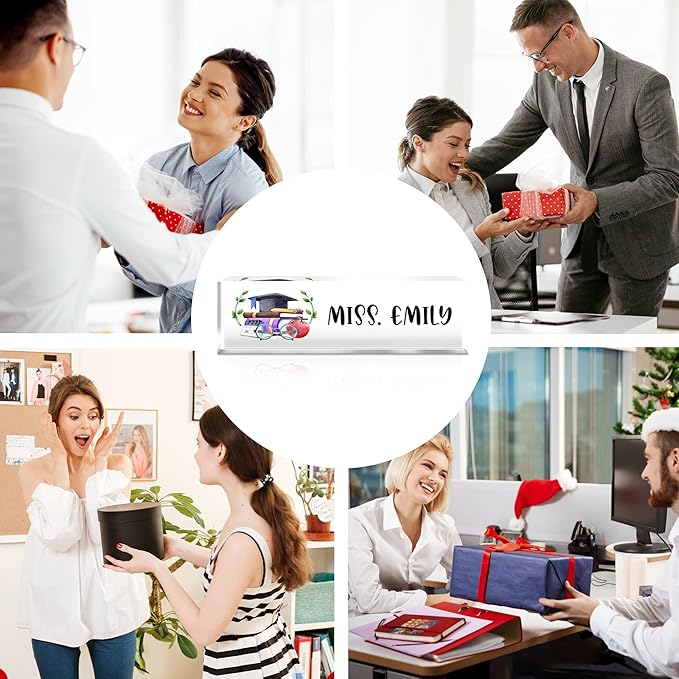 Personalized Office Name Plate for Desk, Custom Employee Appreciation Gifts, Acrylic Desk Name Plate Funny, Desk Decorations Gift, Acrylic Desk Ornaments (Style-Black M)…