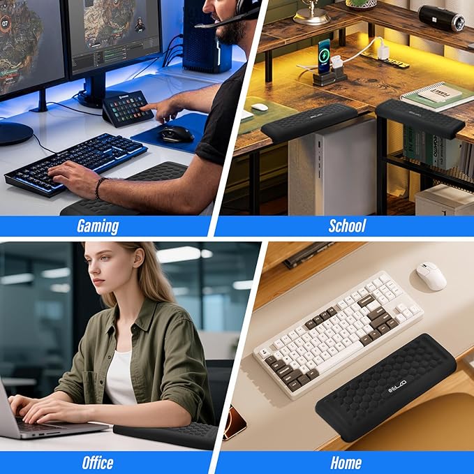 ELZO Desk Elbow Pads (2-Pack) L-Shaped Rest for Desk, Ergonomic Arm Rest Support, Memory Foam Desk Edge Cushion for Palm, Wrist & Forearm, Prevents Elbow & Wrist Strain