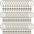 LLPJS 60 Pack Metal Curtain Rings with Clips, Curtain Clip Rings Hooks for Hanging Drapery Drapes Bows, Curtain Rod Rings 1.5 inch Interior Diameter, Matte Silver