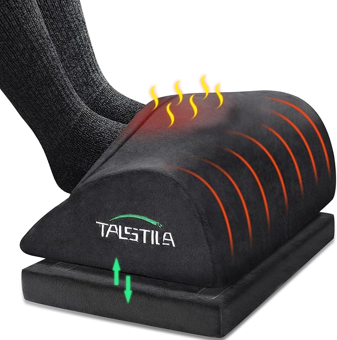 TALSTILA Foot Rest for Under Desk at Work, Foot Rest with Warm Plush Feet Pocket, Ergonomic Adjustable Memory Foam Footrest for Office Chair, Foot Stool for Office - Back & Leg Pain Relief