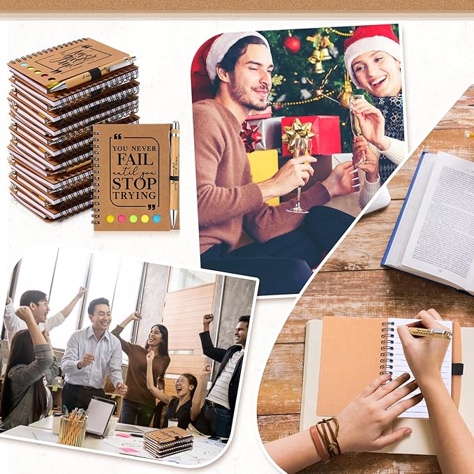 Tenceur Employee Appreciation Gifts Bulk - Inspirational Notebook with Sticky Note Motivational Pen Thank You Valentines Day Gift for Coworkers, Office Staff, Team, Nurse, Teacher(30 Sets)
