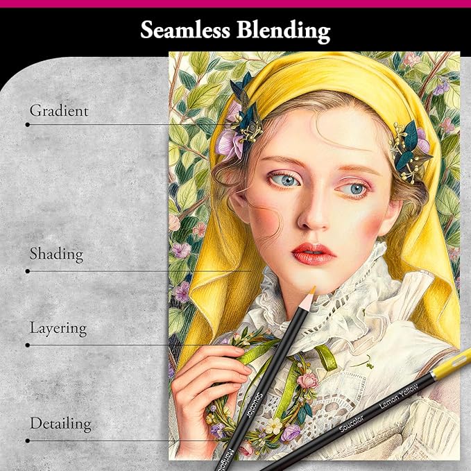 Soucolor 72-Color Colored Pencils for Adult Coloring Books, Soft Core, Back to School Supplies, Smooth Coloring Pencils for Kids Sketching, Drawing, Blending, Shading, Arts & Crafts Supplies Gift