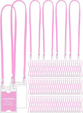 Patelai 100 Pack Double Clip Lanyards Bulk Face Mask Lanyard Twist Free 2 Hook Design Adjustable Badge Neck Strap for ID Name Badge Holder School Conference Office Class Essential (Pink)