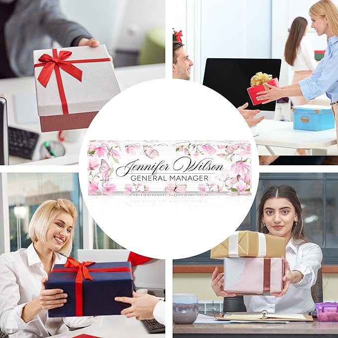 Desk Name Plate Personalized, Personalized Name Plate for Desk, Custom Office Desk Decor The Office Gifts for Women Men, Acrylic Desk Accessories Employee Appreciation Gifts for Boss, Manager, Teacher