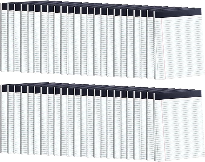 48 Pack Legal Pads Bulk,8.5 x 11 Inch White Notepad, Note Pads College Ruled Perforated Memo Pad for Work Study Daily Note Taking List, Lined Writing Pads Memo Refills Notepads for Office Home School