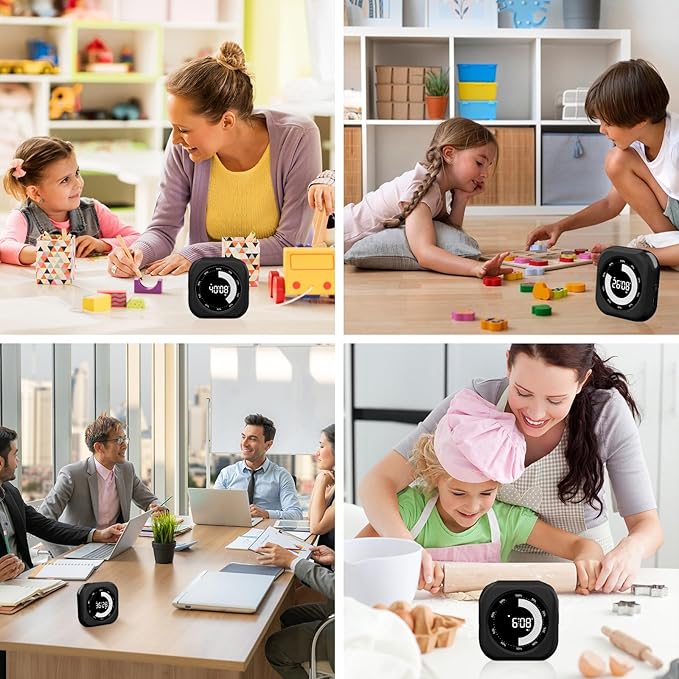 Visual Timer for Kids, 10 Hours Countdown/Up, with Rechargeable, 3 Volume Levels，3 Brightness Display, and Magnetic, Homeschool Study Tool, Large Digital Timers for Classroom, Kitchen