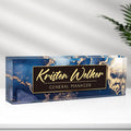 Desk Name Plate Personalized, Premium Blue Marble Acrylic Desk Name Plate, Personalized Name Plate for Desk, Office Decor for Women or Men Coworkers, Boss, Employee, Teacher