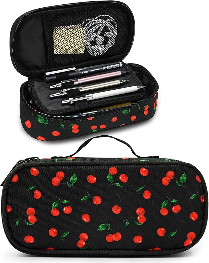 Cherry Pencil Case Pencil Pouch Large Capacity Pen Bag School Office Organizer Stationery Storage Box For Girls Boys Teen Kids