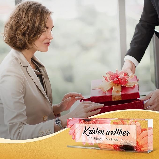 Custom Acrylic Name Plate for Office - Personalized Desk Decor for Women & Men, Employee Appreciation Gifts for Boss, Manager, Teacher, Nurse