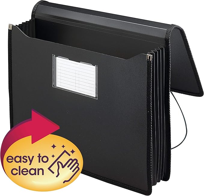 Smead Poly Premium Expanding File Wallet with Closure, 5-1/4" Expansion, Letter Size, Black (71500) (Pack of 2)