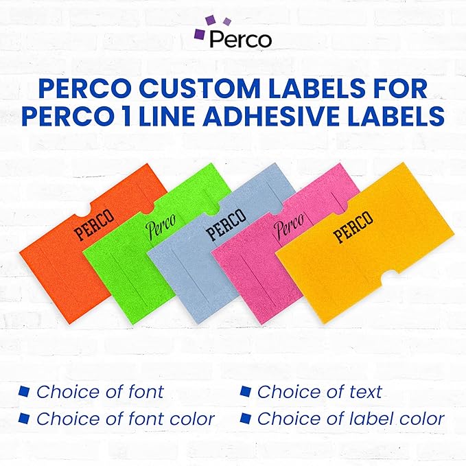 Custom Price and Date Labels for Perco Lite, X, Plus and Perco Pro 1 Line Guns - Choose Color, Font and Imprint - 10 Sleeves, 80,000 Labels