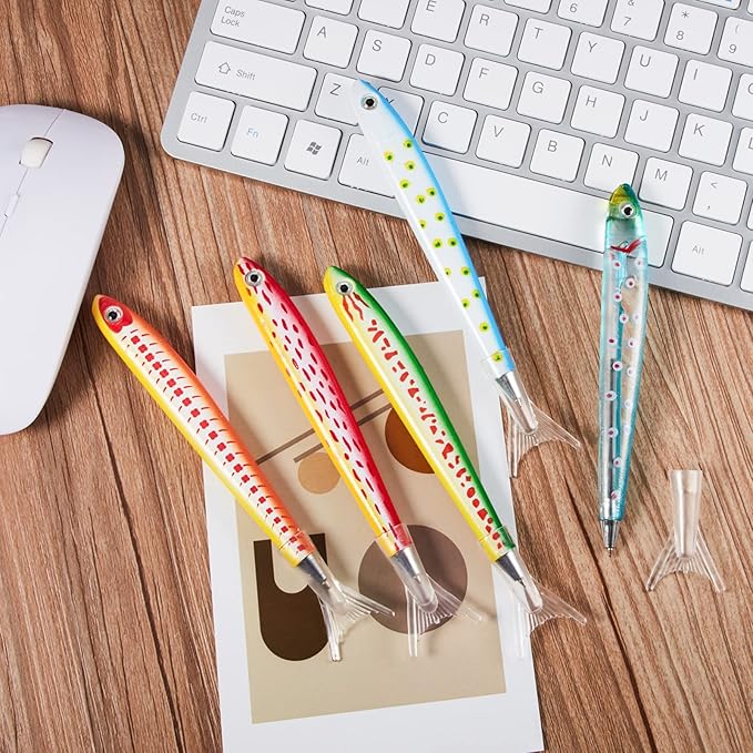Outus 50 Pieces Fish Pens Fishing Birthday Party Favors Decoration Writing Ballpoint Pens for Office Valentine Day Chinese New Year Gifts (Aquatic)