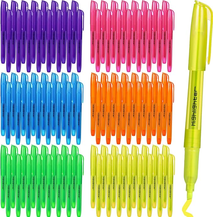 Thenshop 96 Pcs Highlighter Assorted Colors Bulk Colorful Highlighter Markers Bulk Pack Chisel Tip Fluorescent Pens for Office Supplies