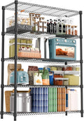5 Tiers Shelf 1750 lbs Steel Storage Shelving Utility Shelving Unit Steel Organizer Wire Rack for Home,Kitchen,Office,Garage Black 17.7" D x 47.2" W x 72.4" H