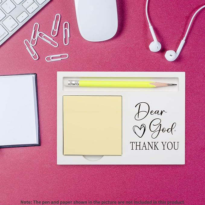 Dear God Thank You Note Holder, Inspirational Religious Desk Organizer Gift for Teacher Nurse Friend Coworker Doctors Church Saff, Religion Uplifting Office Table Decor Note Pad Holders KBB06