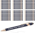 ENOMY 50 Pcs Bulk Personalized Custom Pens with Stylus Ballpoint Pens Customized with Text Logo Name Best Gift for College Business Promotion Wedding Birthday Christmas (Deep Blue)