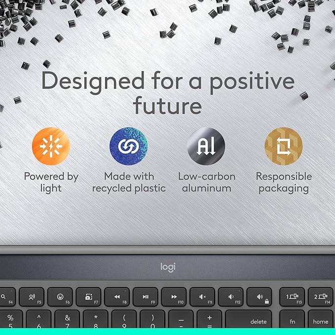 Logitech Signature Slim Solar+ Wireless Bluetooth Keyboard K980 for Mac, Solar and Artificial Light Powered, Up to 10 Years Battery Life, Customizable Keys - Graphite