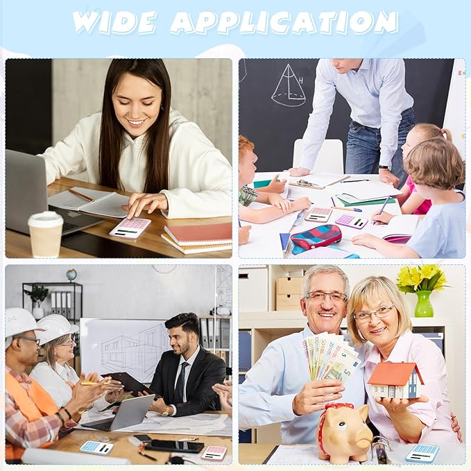 Treela 30 Pcs Pocket Size Calculator for Students Bulk Mini Handheld Cute Basic Standard with Button Battery 8 Digit Display Desktop Calculator for Office, School (Gentle Color)