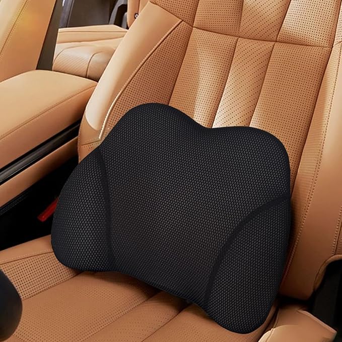 SPRFUFLY Really Amazing Lumbar Support Pillow for Car Seat - Pure Memory Foam with Breathable Removable Cover - Relieves Back Pain Lumbar Pillow(Black, 1PC)