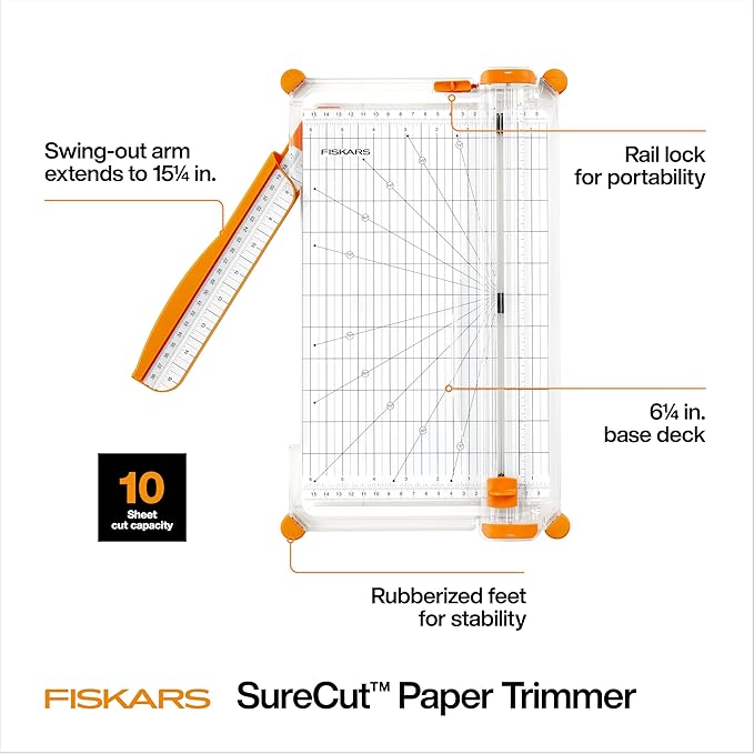 Fiskars Precision Paper Trimmer, Easy and Accurate Crafting Tool, Cuts Straight for Crafts, Cards, and More