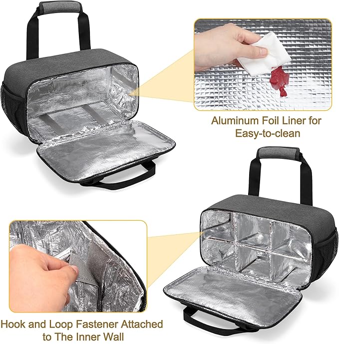 Case Organizer for up to 216 Markers, Large Bag With Carrying Handle, Holder (Length up to 5.1"), Aluminum Foil Liner Easy Cleaning, Patented Design (Grey)