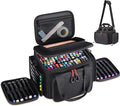 Large Marker Organizer Case for 200-300 Markers, Art Marker Storage Bag with Removable Dividers & 4 Pockets for Paint Markers, Shoulder Strap, Pencil Alcohol Marker Holder