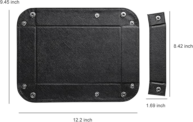 BONNY DODO Valet Tray for Men PU Leather Tray Organizer with Partition, Storage Keys, Watch & Practical Storage for Table Nightstand Living Room Bedroom (Black)
