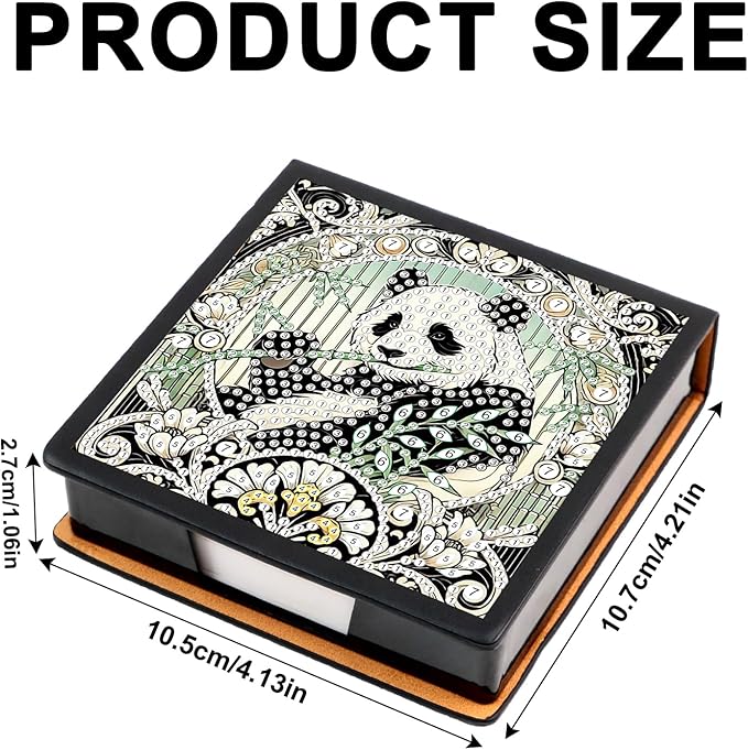 Panda Diamond Painting Kit Note Box,Memo Paper Storage Box Diamond Art,Sticky Note Holder Diamond Art,Diamond Painting Memo Pad For Office Desk. (Panda)