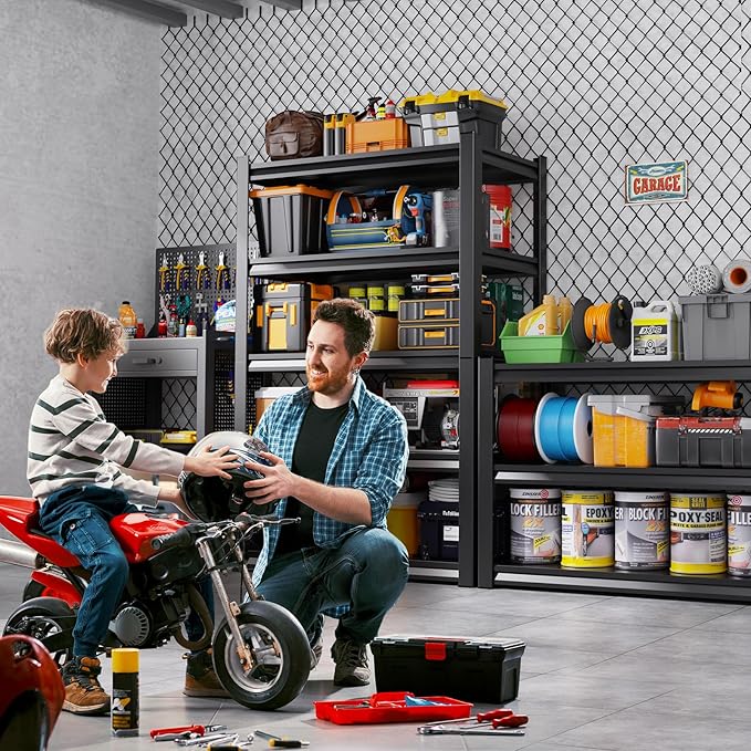 71"H-35"W Garage Shelving, 5-Tier heavy duty storage shelves, Adjustable Metal Shelving Unit, Utility Garage Organizer Shelf for Basement, Pantry, Warehouse, 15.7"D x 35.4"W x 71.2"H, Black