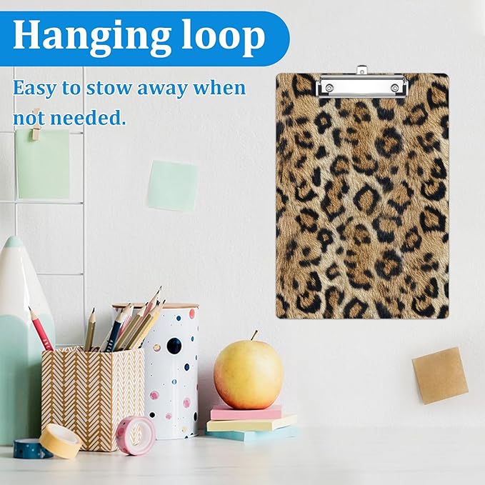 Leopard Print Clipboard Decorative Clip Board with Metal Clip A4 Standard Size 12.5" X 8.7" for Teacher Students Nurses Office