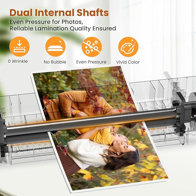 VUSIGN Laminator Machine, 9 Inch Laminators with 40 Laminating Sheets, 2 Roller System Thermal Laminator with Paper Trimmer & Corner Rounder, Laminator Kit for Home Office School and Class, White