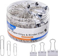 FUDAO FAMILY Paper Clips & Binder Clips, 340 PCS Assorted Sizes, Silver & White