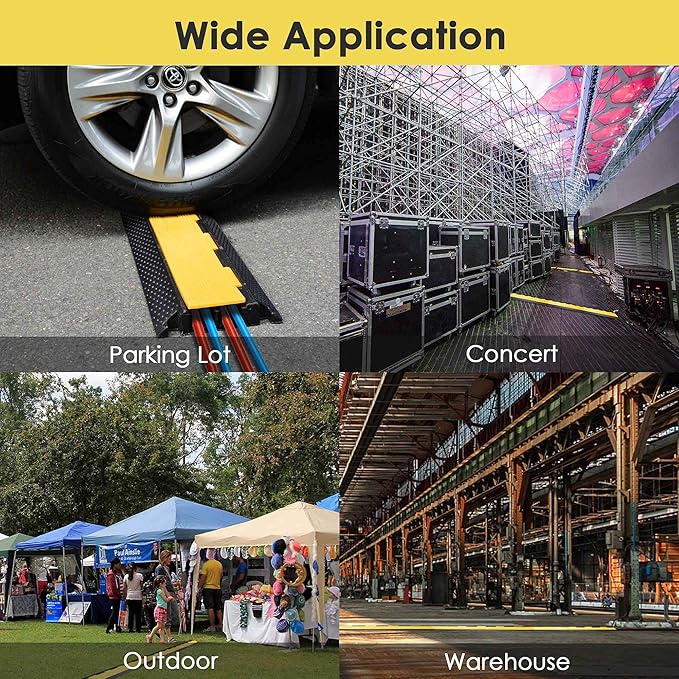 Yescom Cable Ramp Protector 2 Channel Garden Hose Protecitive 22000 Lbs Load Capacity Heavy Duty Speed Bump for Road Driveway Walkway