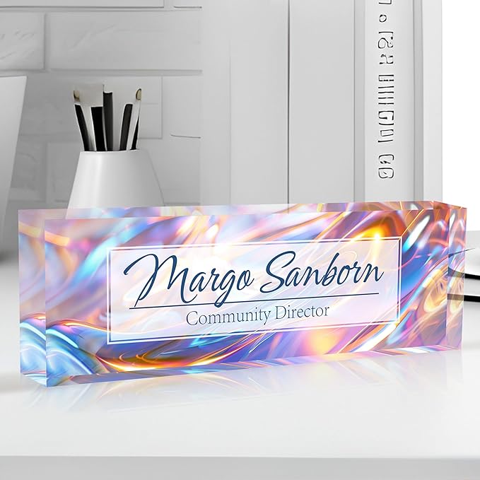 Personalized Name Plate for Desk Custom Acrylic Desk Name Plate Custom Employee Appreciation Gifts Office Gifts for Women, Men, Boss, Coworkers, Teacher, Nurse (Colored Glaze)