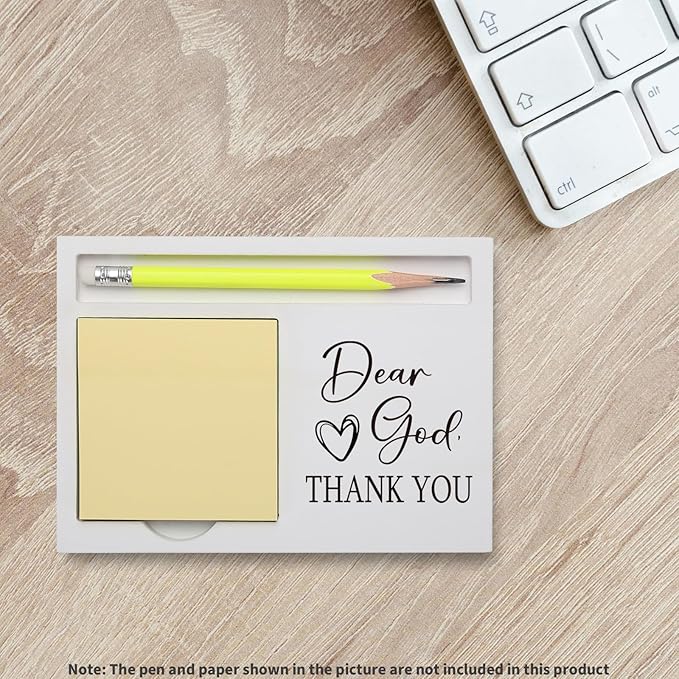 Dear God Thank You Note Holder, Inspirational Religious Desk Organizer Gift for Teacher Nurse Friend Coworker Doctors Church Saff, Religion Uplifting Office Table Decor Note Pad Holders KBB06