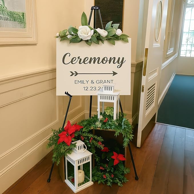 2Pack Black Easel Stand for Sign & Poster - 63" Adjustable Metal Display Easels for Wedding Welcome Signs, Painting, Canvas, Art & Picture - Portable Folding Tripod with Carry Bag, Holds 5 Lbs