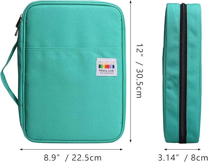 220 Slot Colored Pencil Case Pen Bag with Zipper for Artist Storage Organizer for Watercolor Pencil Gel Pen Marker Highlighter Large Capacity Handy Pencil Holder (Green)