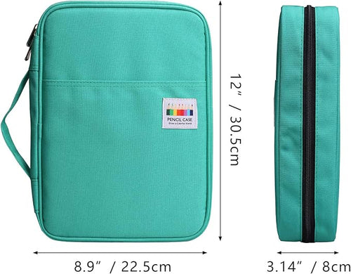 220 Slot Colored Pencil Case Pen Bag with Zipper for Artist Storage Organizer for Watercolor Pencil Gel Pen Marker Highlighter Large Capacity Handy Pencil Holder (Green)