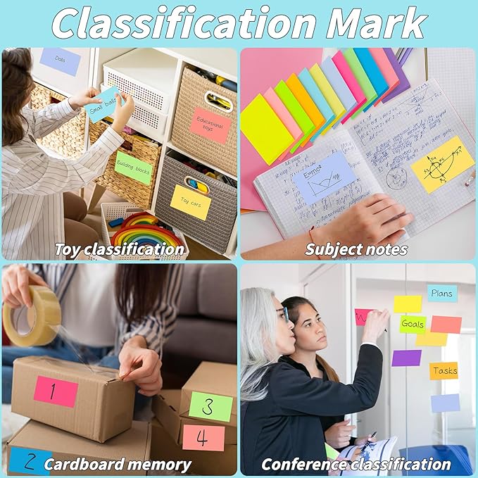 36 Pads Large Sticky Notes 3in x 5in, 12 Colors Adhesive Self-Stick Multicolor Memo Note Pads Bright Colorful Rectangle Sticky Notes for Office Home School Meeting Blank Desk Notebook 45 Sheets/pad