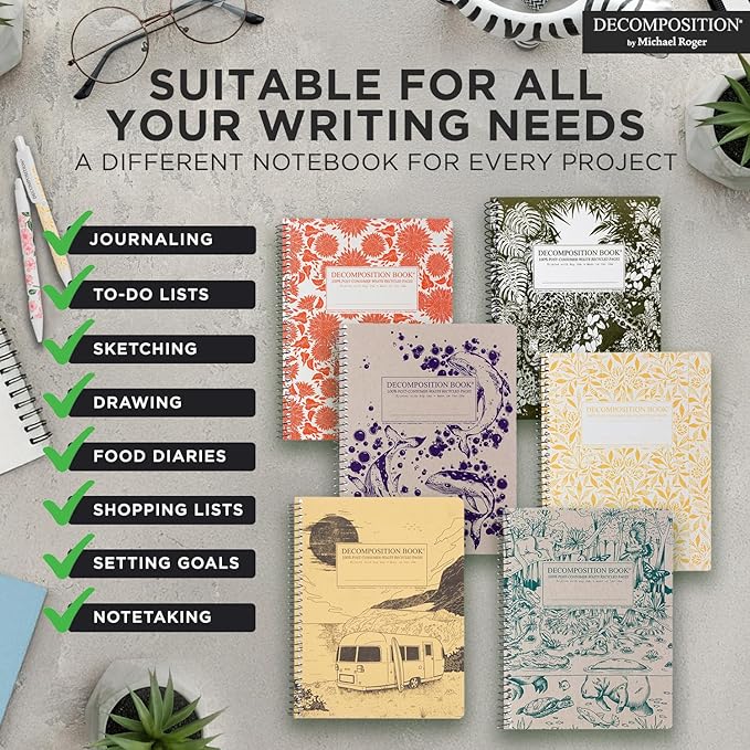 Decomposition Humpback Whales College Ruled Spiral Notebook - 9.75 x 7.5 Journal with 160 Lined Pages - 100% Recycled Paper - Cute Notebooks for School Supplies, Home & Office - Made in USA