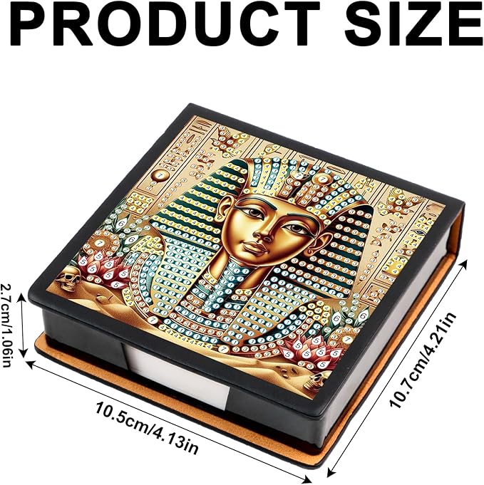 Pharaoh Diamond Painting Kit Note Box,Memo Paper Storage Box Diamond Art,Sticky Note Holder Diamond Art,Diamond Painting Memo Pad For Office Desk. (Pharaoh)