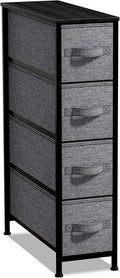 Sorbus Narrow Dresser with 4 Drawers - Vertical Slim Storage Chest of Drawers with Steel Frame, Wood Top & Easy Pull Fabric Bins for Small Spaces, Closets, Bedroom, Bathroom & Laundry (Black/Charcoal)