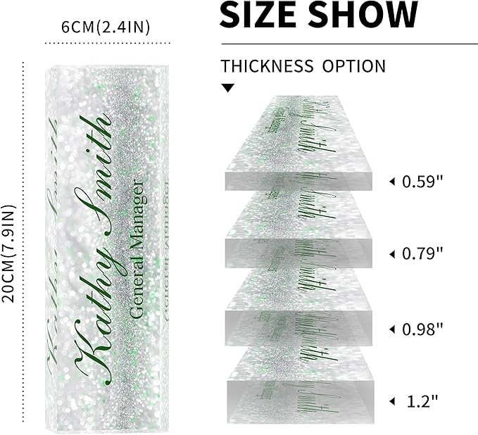 Custom Name Plate for Desk | Personalized Desk Name Plate | Personalized Boss Employee Appreciation Gifts | Acrylic Name Plate Office Desk Accessories (A-Silver Green Crystal)