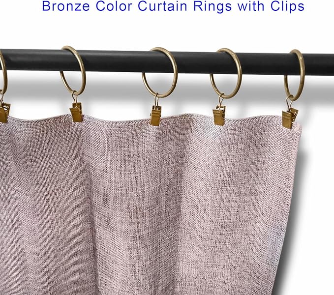 LLPJS 20 Pack Metal Curtain Rings with Clips, Curtain Clip Rings Hooks for Hanging Drapery Drapes Bows, Curtain Rod Rings 1.5 inch Interior Diameter, Bronze