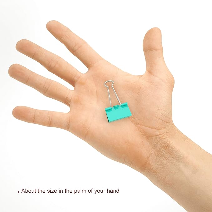Nctinystore Binder Clips Small Metal Clamp 0.75 inch / 19 mm ?Light-Green, 20-PCS)